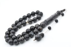 Sistemli Küre Kesim Dev Boy Siyah Koç Boynuzu Tesbih 12 Mm