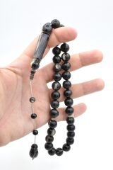 Sistemli Küre Kesim Dev Boy Siyah Koç Boynuzu Tesbih 12 Mm