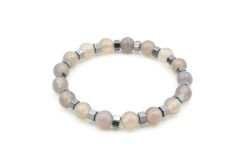 Hakiki Doğal Hematitli Gri Akik Taşı Bileklik