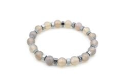 Hakiki Doğal Hematitli Gri Akik Taşı Bileklik