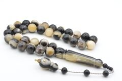 Sistemli Küre Kesim Dev Boy Alacalı Koç Boynuzu Tesbih 12 Mm