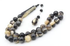 Sistemli Küre Kesim Dev Boy Alacalı Koç Boynuzu Tesbih 12 Mm