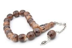 Fıçı Kesim Hareli Kahverengi Sıkma Kehribar Efe Maskot Tesbih