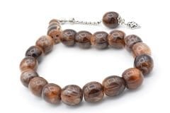 Fıçı Kesim Hareli Kahverengi Sıkma Kehribar Efe Maskot Tesbih