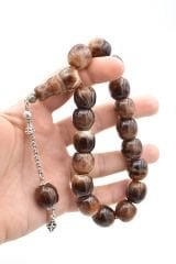 Fıçı Kesim Hareli Kahverengi Sıkma Kehribar Efe Maskot Tesbih