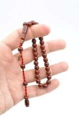 Hakkı Usta İmzalı Küre Kesim Bilek Boy Kahverengi Sıkma Kehribar Tesbih