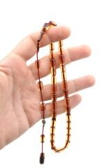 Ahmet Emin Usta İmzalı Bej Ateş Kehribar Tesbih