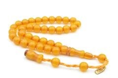 Hakkı Usta İmzalı Küre Kesim Bilek Boy Hareli Sarı Sıkma Kehribar Tesbih