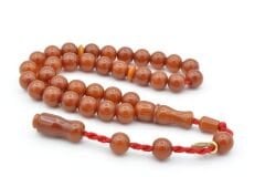 Hakkı Usta İmzalı Küre Kesim Bilek Boy Turuncu Sıkma Kehribar Tesbih