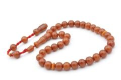 Hakkı Usta İmzalı Küre Kesim Bilek Boy Turuncu Sıkma Kehribar Tesbih