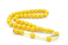 Hakkı Usta İmzalı Küre Kesim Bilek Boy Sarı Sıkma Kehribar Tesbih