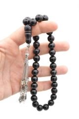 Küre Kesim İri Boy Oltu Taşı Tesbih 12 Mm