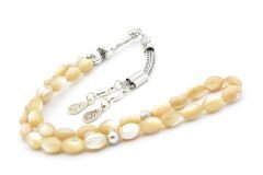 HAKİKİ ARPA KESİM DOĞAL KAHVERENGİ SEDEF TESBİH 1.KALİTE