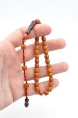 Hakkı Usta İmzalı Fıçı Kesim Bilek Boy Turuncu Sıkma Kehribar Tesbih