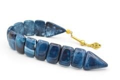 İri Taneli Hareli Lacivert Toz Kehribar Balık Tesbih 002