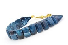 İri Taneli Hareli Lacivert Toz Kehribar Balık Tesbih 002