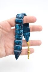 İri Taneli Hareli Lacivert Toz Kehribar Balık Tesbih 003