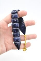 İri Taneli Hareli Koyu Lacivert Toz Kehribar Balık Tesbih 004