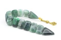 İri Taneli Hareli Yeşil Toz Kehribar Balık Tesbih