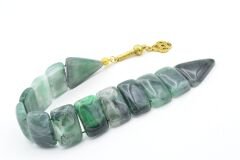 İri Taneli Hareli Yeşil Toz Kehribar Balık Tesbih