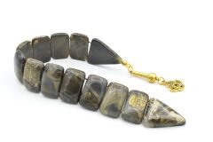 İri Taneli Hareli Koyu Yeşil Toz Kehribar Balık Tesbih