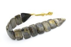 İri Taneli Hareli Koyu Yeşil Toz Kehribar Balık Tesbih