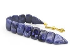 İri Taneli Hareli Lacivert Toz Kehribar Balık Tesbih 005