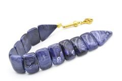 İri Taneli Hareli Lacivert Toz Kehribar Balık Tesbih 005