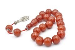 Sistemli Küre Kesim Turuncu Sıkma Kehribar Efe Maskot Tesbih