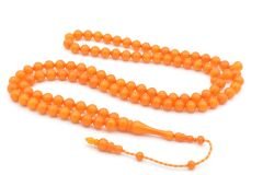 Sistemli Sığırcık Kesim 99 luk Turuncu Toz Kehribar Tesbih