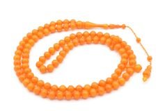 Sistemli Sığırcık Kesim 99 luk Turuncu Toz Kehribar Tesbih