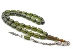 İmamesi Kalem İşçilikli Yeşil Ateş Kehribar Tesbih