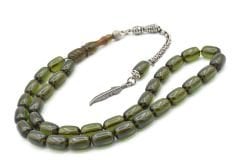 İmamesi Kalem İşçilikli Yeşil Ateş Kehribar Tesbih