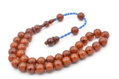 Usta Yapımı Sistemli Küre Kesim Hareli Turuncu Sıkma Kehribar Tesbih 198