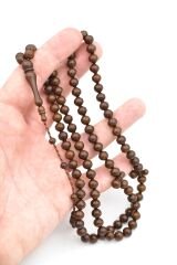 Sistemli Sığırcık Kesim 99 luk Kahverengi Toz Kehribar Tesbih