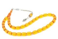 İmamesi Kalem İşçilikli Sarı Ateş Kehribar Tesbih