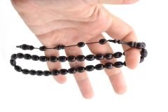 Usta Yapımı Sistemli Badem Kesim Lacivert Sıkma Kehribar Tesbih 195