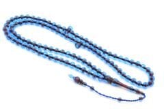 Sistemli Sığırcık Kesim 99 luk Bordo Mavi Toz Kehribar Tesbih