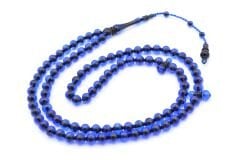 Sistemli Sığırcık Kesim 99 luk Lacivert Toz Kehribar Tesbih