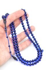 Sistemli Sığırcık Kesim 99 luk Lacivert Toz Kehribar Tesbih