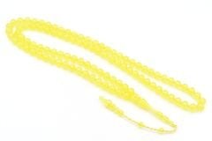 Sistemli Sığırcık Kesim 99 luk Sarı Toz Kehribar Tesbih