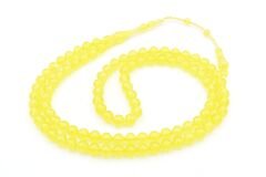 Sistemli Sığırcık Kesim 99 luk Sarı Toz Kehribar Tesbih