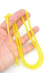 Sistemli Sığırcık Kesim 99 luk Sarı Toz Kehribar Tesbih