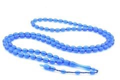 Usta İşi Beyzi Kesim 99 Luk Lacivert Toz Pres Kehribar Tesbih İri Boy