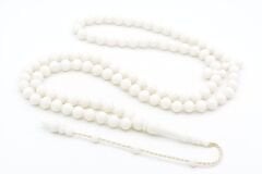 Sistemli Sığırcık Kesim 99 luk Beyaz Toz Kehribar Tesbih