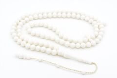 Sistemli Sığırcık Kesim 99 luk Beyaz Toz Kehribar Tesbih