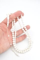 Sistemli Sığırcık Kesim 99 luk Beyaz Toz Kehribar Tesbih