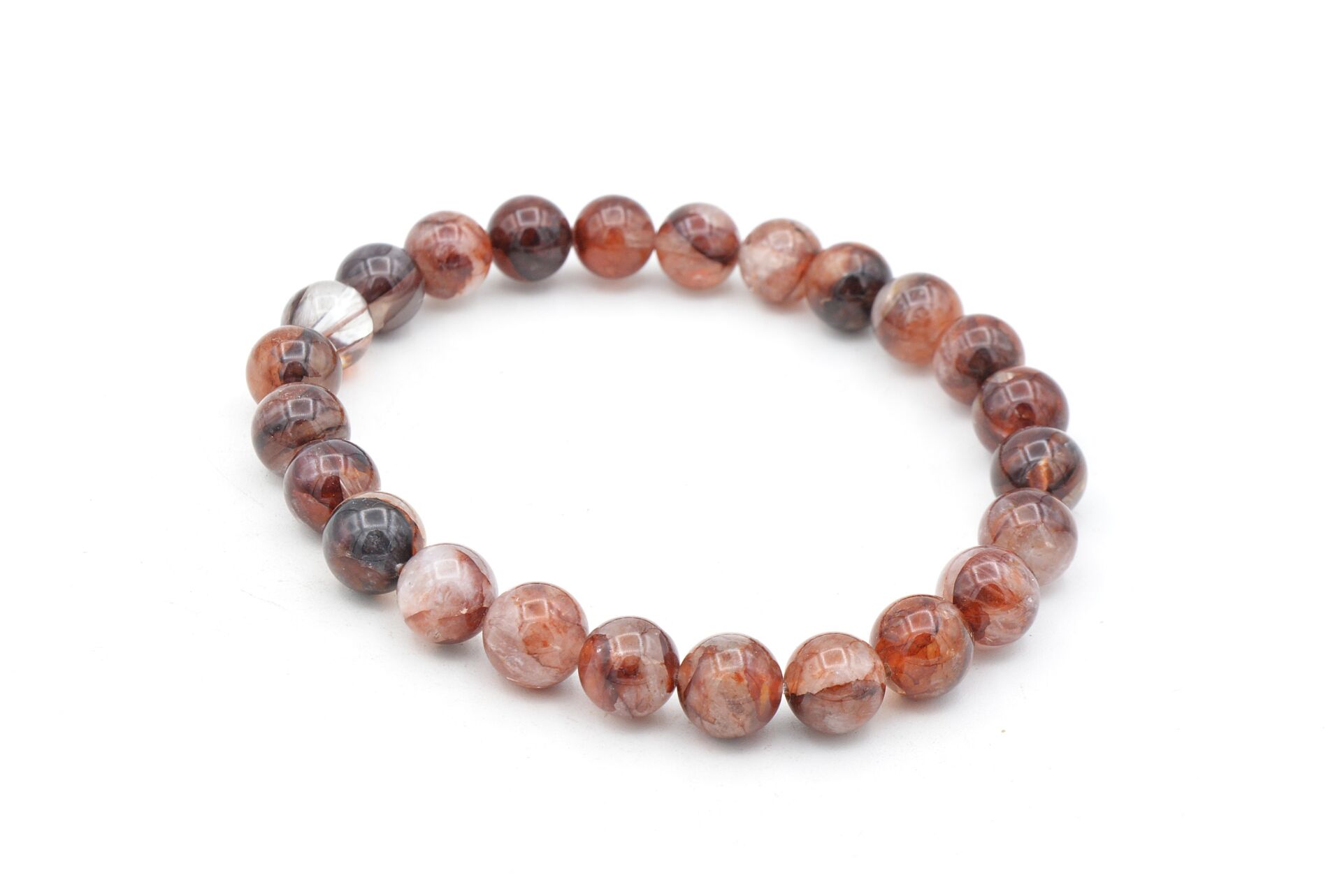 Hakiki Doğal Hematoid Kuvars Taşı Bileklik 8,5 Mm