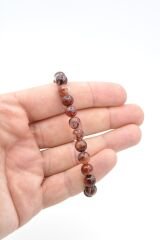 Hakiki Doğal Hematoid Kuvars Taşı Bileklik 8,5 Mm