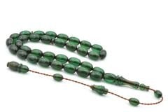 Usta İşi Sistemli Beyzi Kesim Yeşil Ateş Kehribar Tesbih